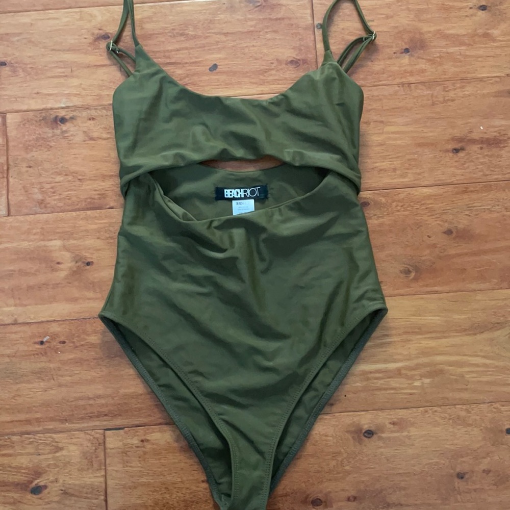 Olive green beach riot one piece swimsuit